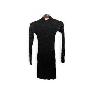 Moda International Black Lace Bodycon Dress Long Sleeve Cut-Out XS night out